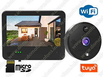 Видеоглазок для входной двери Tuya Wi-Fi HDcom DW8-Tuya с записью на SD карту и датчиком движения
